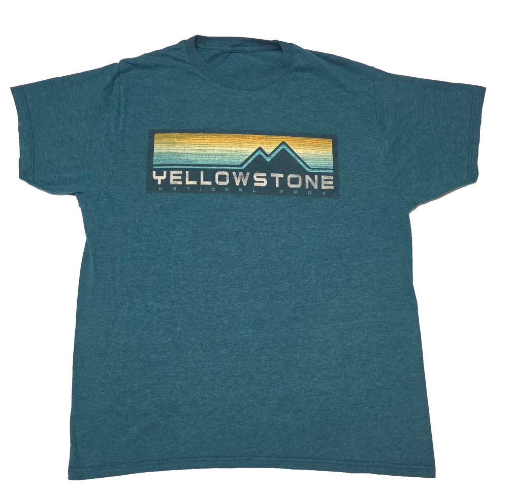 Yellowstone National Park T-Shirt Graphic Heather Teal Blue Size M/L